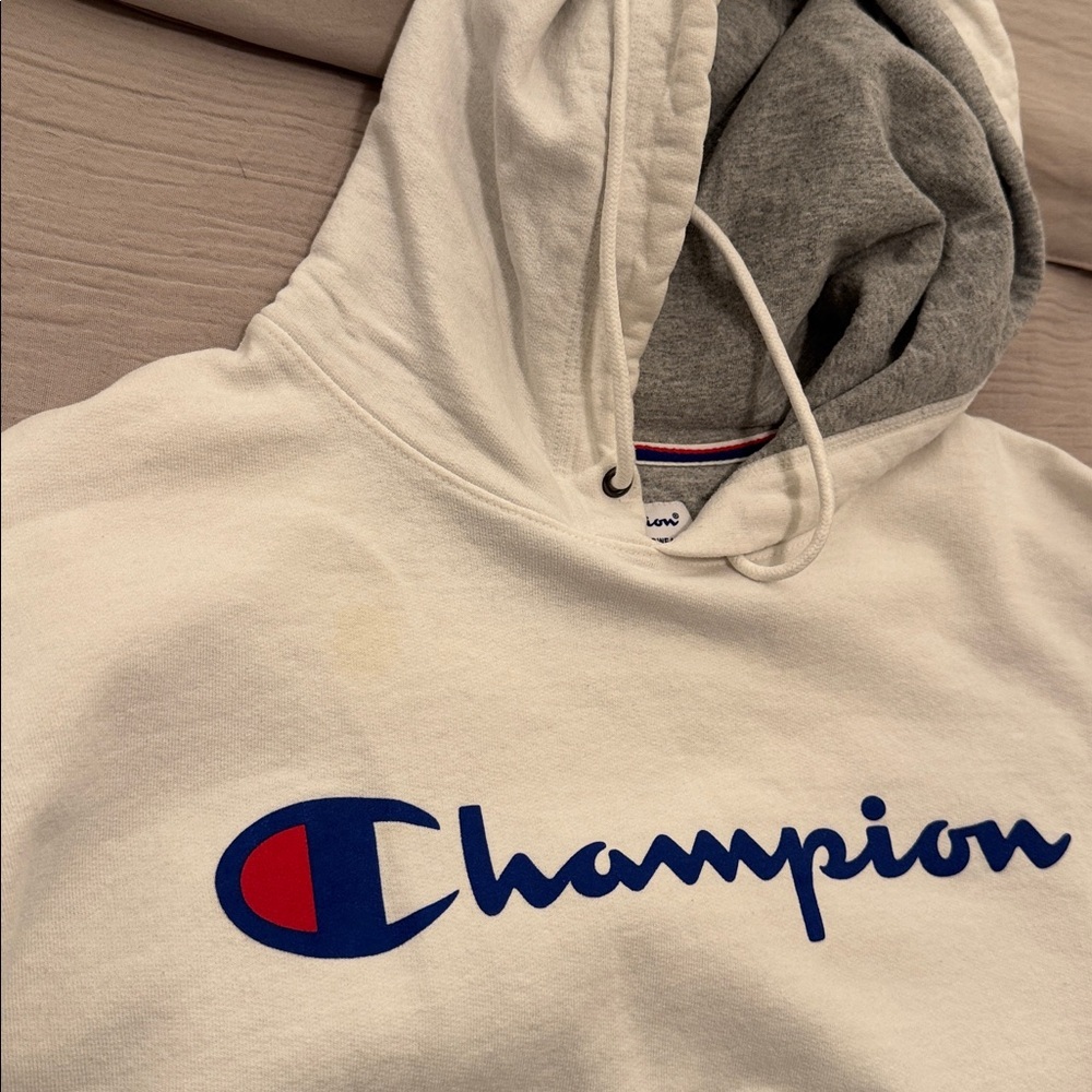 Champion White Hoodie with Blue Logo - Picture 5 of 5